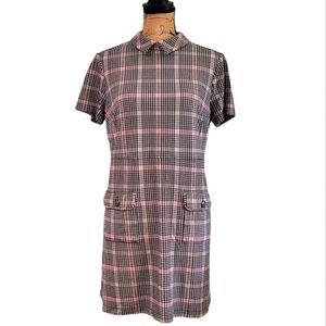 Ann Taylor Loft Plaid Ponte Button Pocket Dress size 8/medium